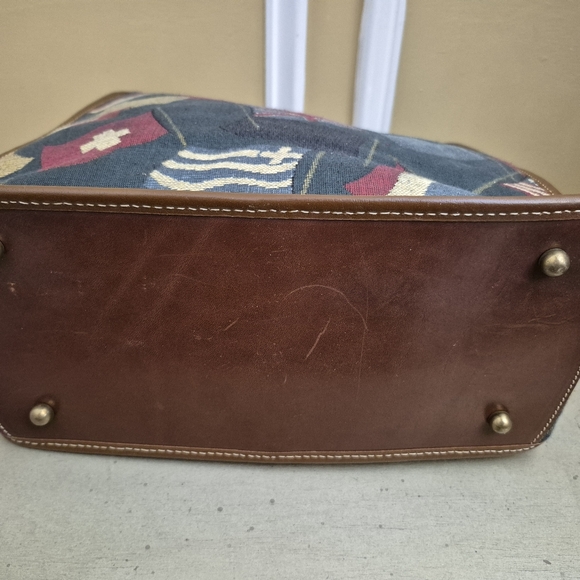 Brahmin Multi-Colored Flag Design Tapestry Tote Handbag - Picture 6 of 15